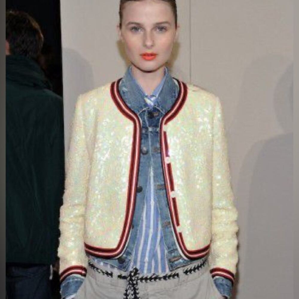J.Crew Collection Sequin coated Bomber Blazer Jacket Size 2 - Picture 7 of 16
